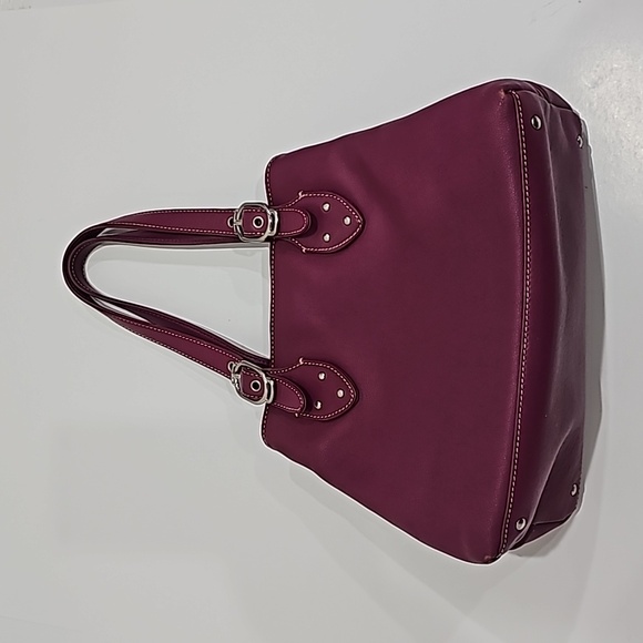 Cole Haan leather purple pink Satchel/shoulder handbag bag multiple compartments - Picture 11 of 16